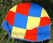 knitted baby blanket, primary colors