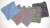 knitted dishcloths in darker variegated colors