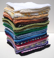 stack of knitted dishcloths
