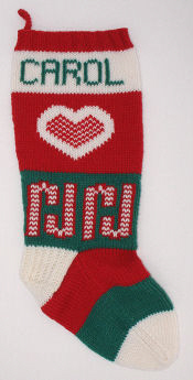 stocking with heart and candy cane pictures