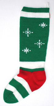 stocking with candy cane picture and snowflakes, back side