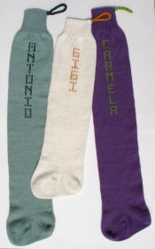 stockings with cross-stitch names