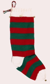 stocking with red and green stripes