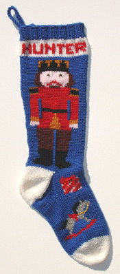 brown-haired nutcracker on blue background