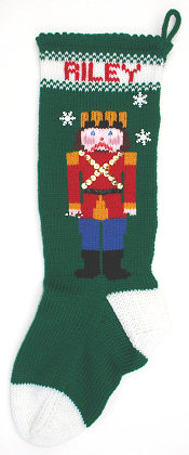 nutcracker with snowflakes on green background