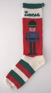 toy soldier picture on striped stocking