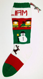 stocking with trees, candles, and wreathstocking with train, snowman, reindeer -- right side