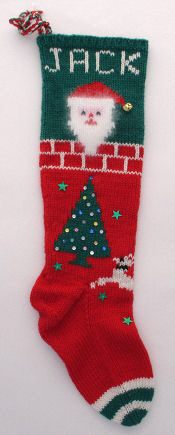 small Santa face on stocking with other pictures