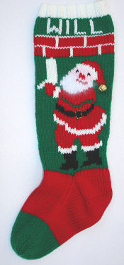 stocking with Santa Claus at mantel