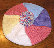 five-color knit beret with pompom