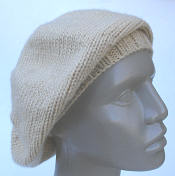 knit beret, beige acrylic
