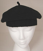 black knit beret, top view