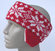 red snowflake headband with earflaps