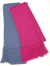 his and hers knitted scarves with fringe