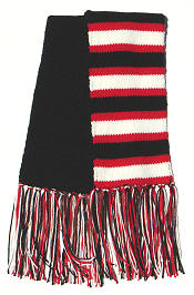 striped two-sided scarf: black, red, and white
