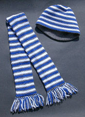 striped scarf and beanie